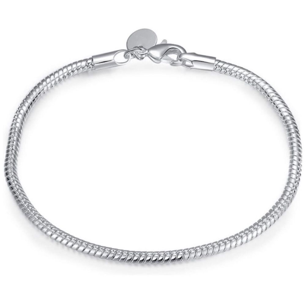 Sterling Silver Charm Bracelet Snake Chain